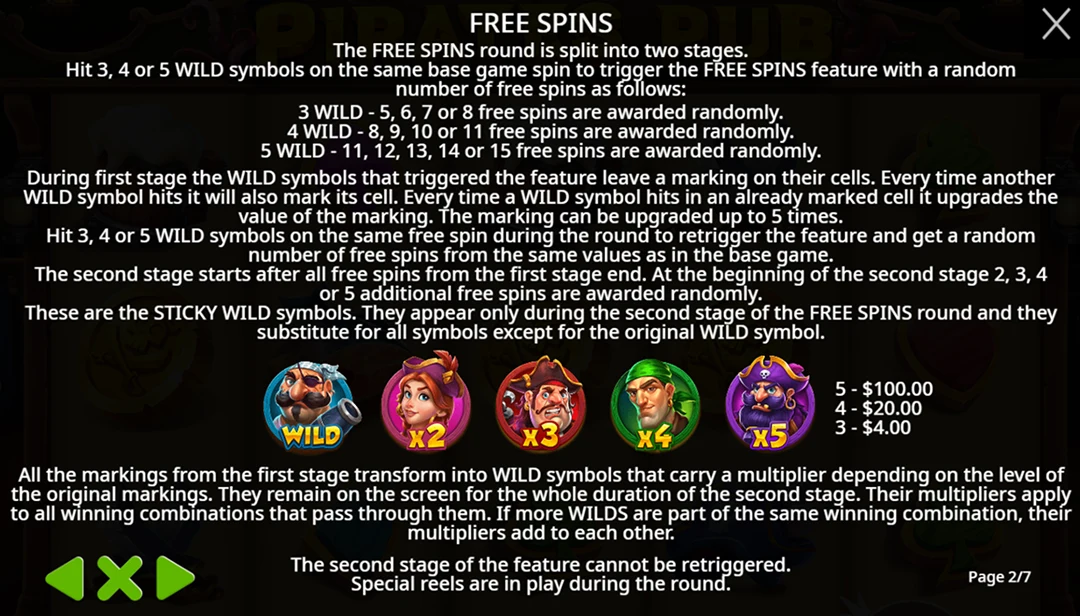 Pirates Pub - Tiradas gratis y multiplicadores
