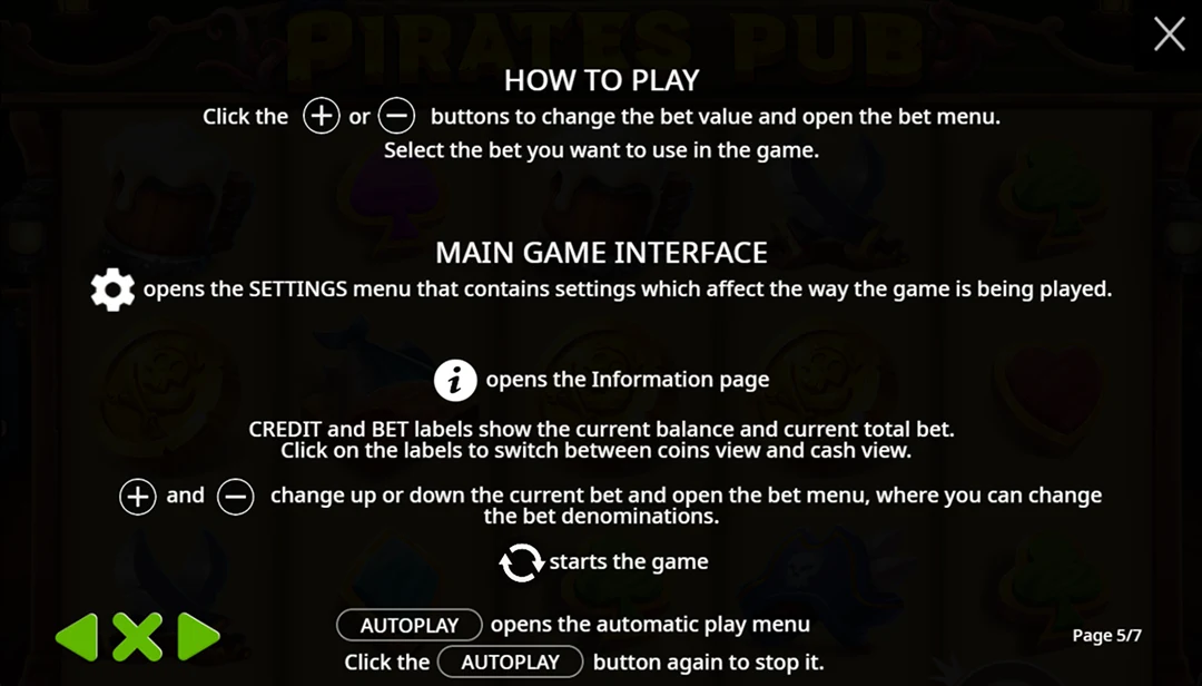 Pirates Pub - Gestión de apuestas e interfaz de juego